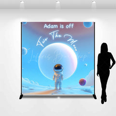 Lofaris Off Two The Moon Blue Galaxy Custom Birthday Backdrop