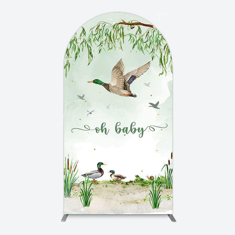 Lofaris Oh Baby Duck Spring Scene Gender Reveal Arch Backdrop