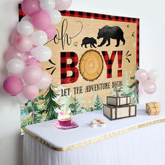 Lofaris Oh Boy Bears Adventure Begin Baby Shower Backdrop