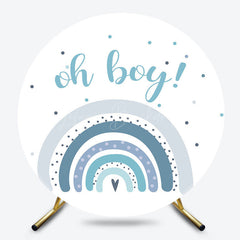 Lofaris Oh Boy Boho Blue Rainbow Round Baby Shower Backdrop