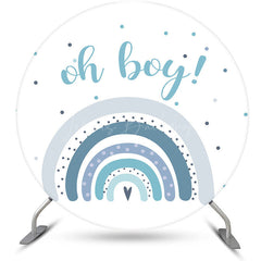 Lofaris Oh Boy Boho Blue Rainbow Round Baby Shower Backdrop