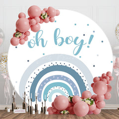 Lofaris Oh Boy Boho Blue Rainbow Round Baby Shower Backdrop