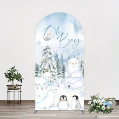 Lofaris Oh Boy Forest Bear Penguin Baby Shower Arch Backdrop