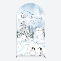 Lofaris Oh Boy Forest Bear Penguin Baby Shower Arch Backdrop