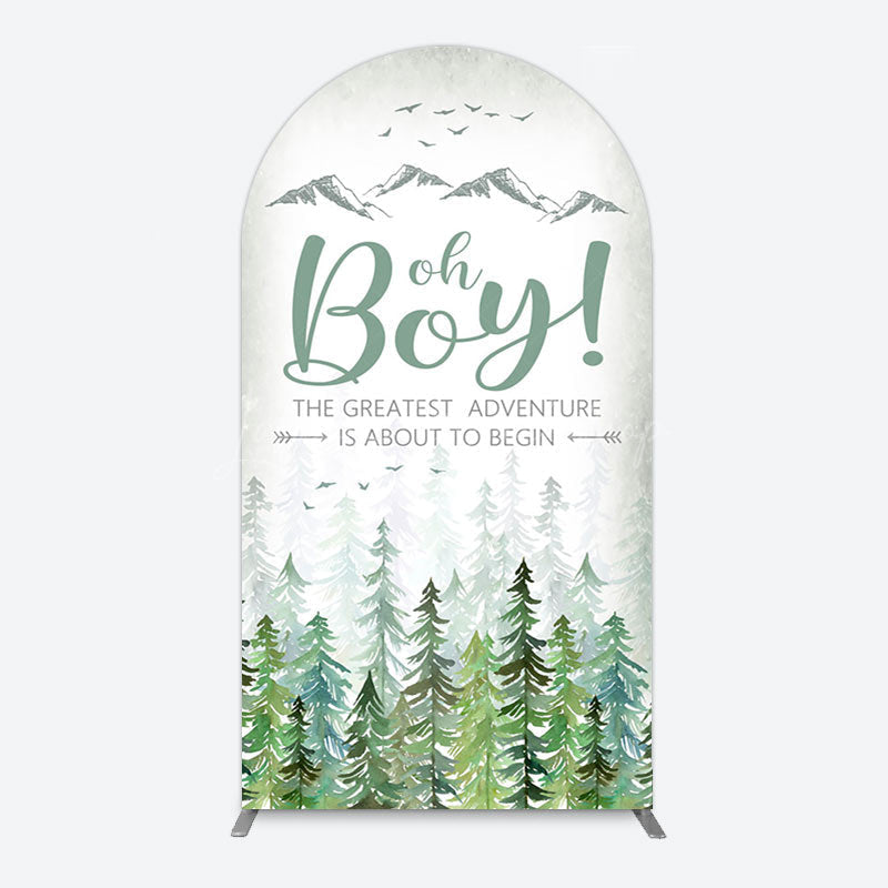 Lofaris Oh Boy Wild Forest Mountain Baby Shower Arch Backdrop