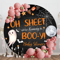 Lofaris Oh Sheet Booy Halloween Round Baby Shower Backdrop