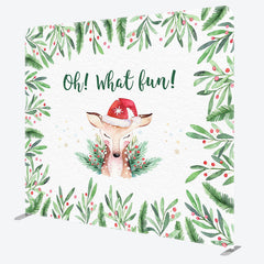 Lofaris Oh What Fun Deer Cherry Xmas Pillow Case Backdrop