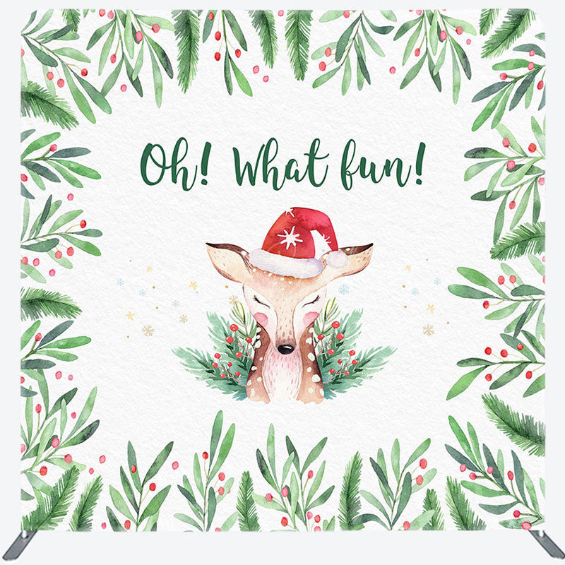 Lofaris Oh What Fun Deer Cherry Xmas Pillow Case Backdrop