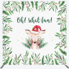 Lofaris Oh What Fun Deer Cherry Xmas Pillow Case Backdrop