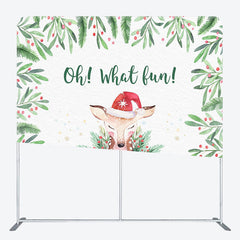 Lofaris Oh What Fun Deer Cherry Xmas Pillow Case Backdrop