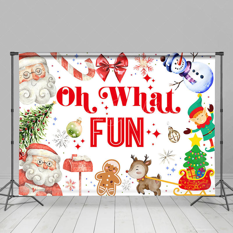 Lofaris Oh What Fun Santa Claus Snowman Christmas Backdrop