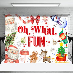 Lofaris Oh What Fun Santa Claus Snowman Christmas Backdrop