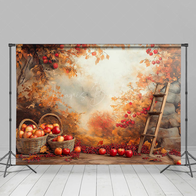 Lofaris Oil Painted Autumn Apple Trees Fruits Photo Backdrop