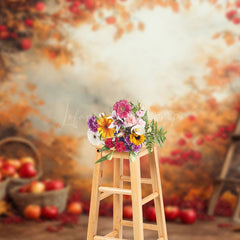 Lofaris Oil Painted Autumn Apple Trees Fruits Photo Backdrop