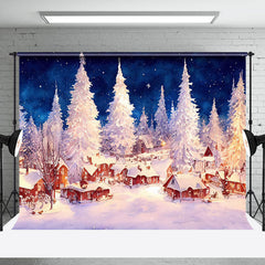 Lofaris Oil Painted White Snowy Wild Town Christmas Backdrop