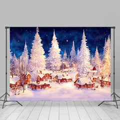 Lofaris Oil Painted White Snowy Wild Town Christmas Backdrop