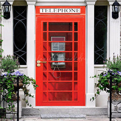 Lofaris Old British Red Telephone Booth Party Door Cover