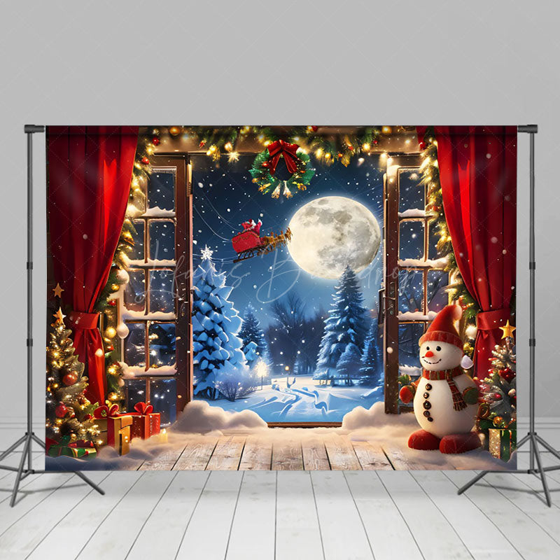 Lofaris Open Door Snowy Forest Santa Christmas Vibe Backdrop