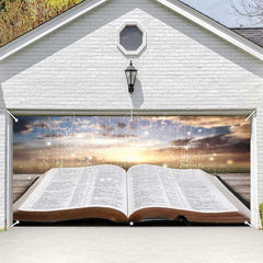 Lofaris Opening Book Plank Sunset Sky Garage Door Banner