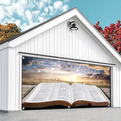 Lofaris Opening Book Plank Sunset Sky Garage Door Banner