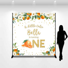 Lofaris Orange Floral Little Cutie Custom Birthday Backdrop