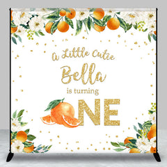 Lofaris Orange Floral Little Cutie Custom Birthday Backdrop