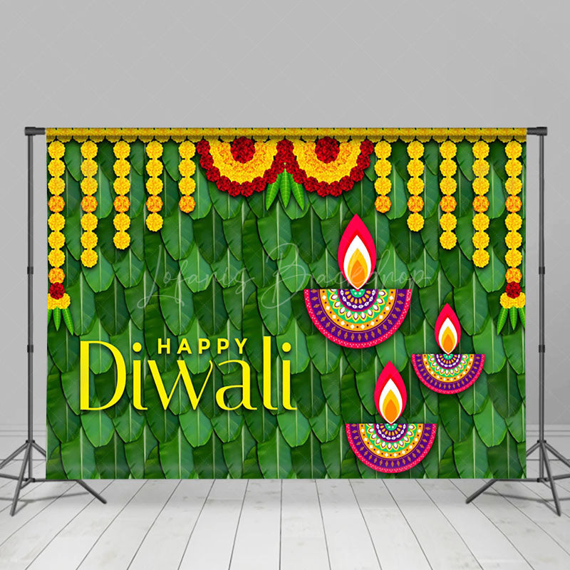 Lofaris Orange Flower Purple Noble Ganesha Diwali Backdrop