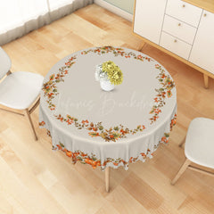 Lofaris Orange Pumpkins Green Leaves Thanksgiving Tablecloth