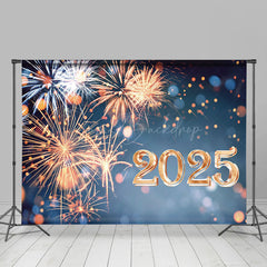 Lofaris Orange White Sparks Bokeh 2025 New Year Backdrop