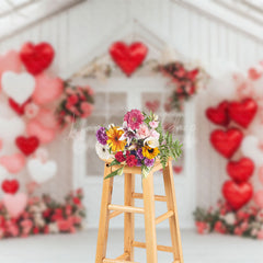 Lofaris Outdoor White Romantic House Balloon Floral Backdrop