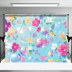 Lofaris Painted Colorful Floral Bubbles Fine Art Backdrop