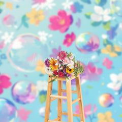 Lofaris Painted Colorful Floral Bubbles Fine Art Backdrop