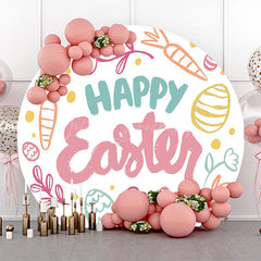 Lofaris Painted Cute Color Eggs Carrot Round Easter Backdrop