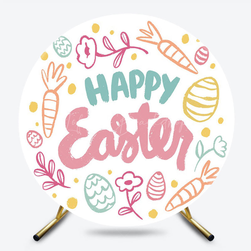 Lofaris Painted Cute Color Eggs Carrot Round Easter Backdrop