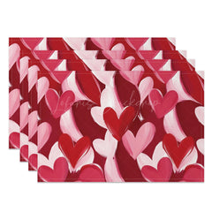 Lofaris Painted Romantic Pink Red Love Set Of 4 Placemats