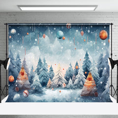 Lofaris Painted Snowy Wild Forest Bells Christmas Backdrop