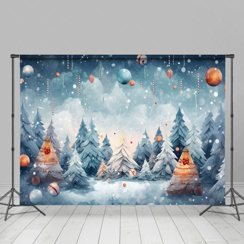 Lofaris Painted Snowy Wild Forest Bells Christmas Backdrop