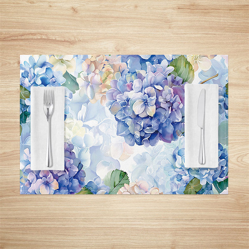 Lofaris Painted Spring Blue Hydrangea Set Of 4 Placemats