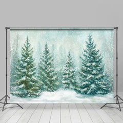 Lofaris Painting Pine Tree Snowflakes Winter Photo Backdrop