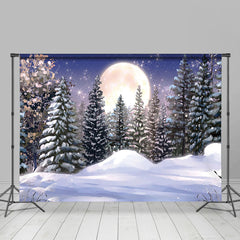 Lofaris Painting Snowy Winter Moon Night Forest Backdrop