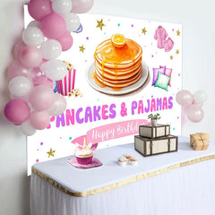 Lofaris Pancakes Pajamas Gold Stars Happy Birthday Backdrop