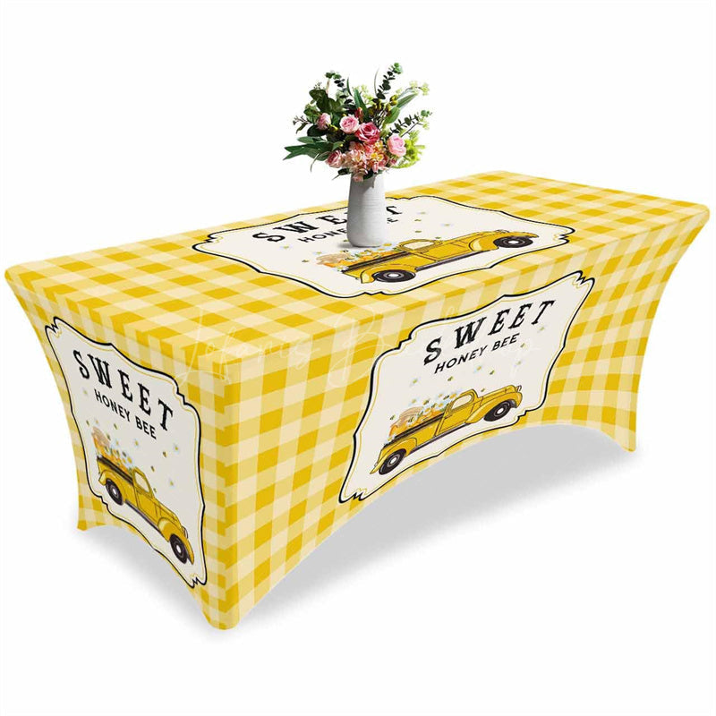 Lofaris Pastoral Daisy Bee Honey Baby Shower Stretch Table Cover