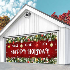 Lofaris Peace Love Joy Red Christmas Vibe Garage Door Banner