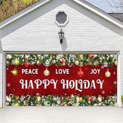 Lofaris Peace Love Joy Red Christmas Vibe Garage Door Banner