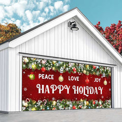 Lofaris Peace Love Joy Red Christmas Vibe Garage Door Banner