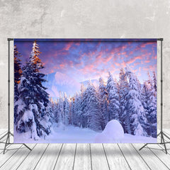 Lofaris Peaceful Winter Forest Dusk Scenery Photo Backdrop