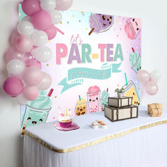 Lofaris Pearl Milk Tea Lets Partea Happy Birthday Backdrop