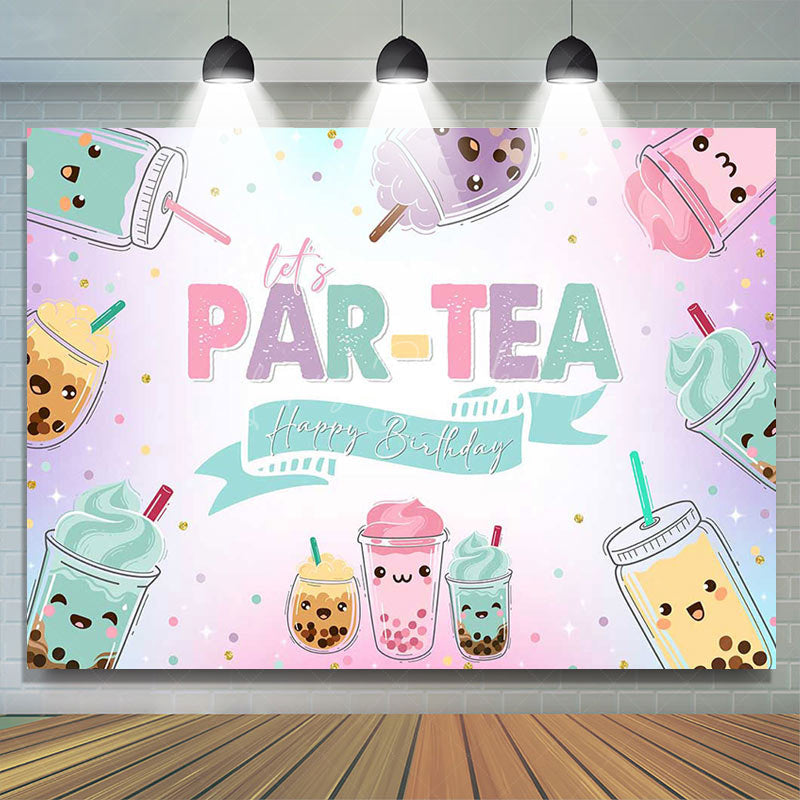 Lofaris Pearl Milk Tea Lets Partea Happy Birthday Backdrop