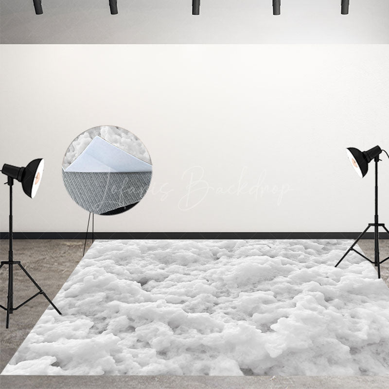 Lofaris Peculiar Winter White Snowy Fabric Floor Backdrop