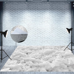 Lofaris Peculiar Winter White Snowy Fabric Floor Backdrop